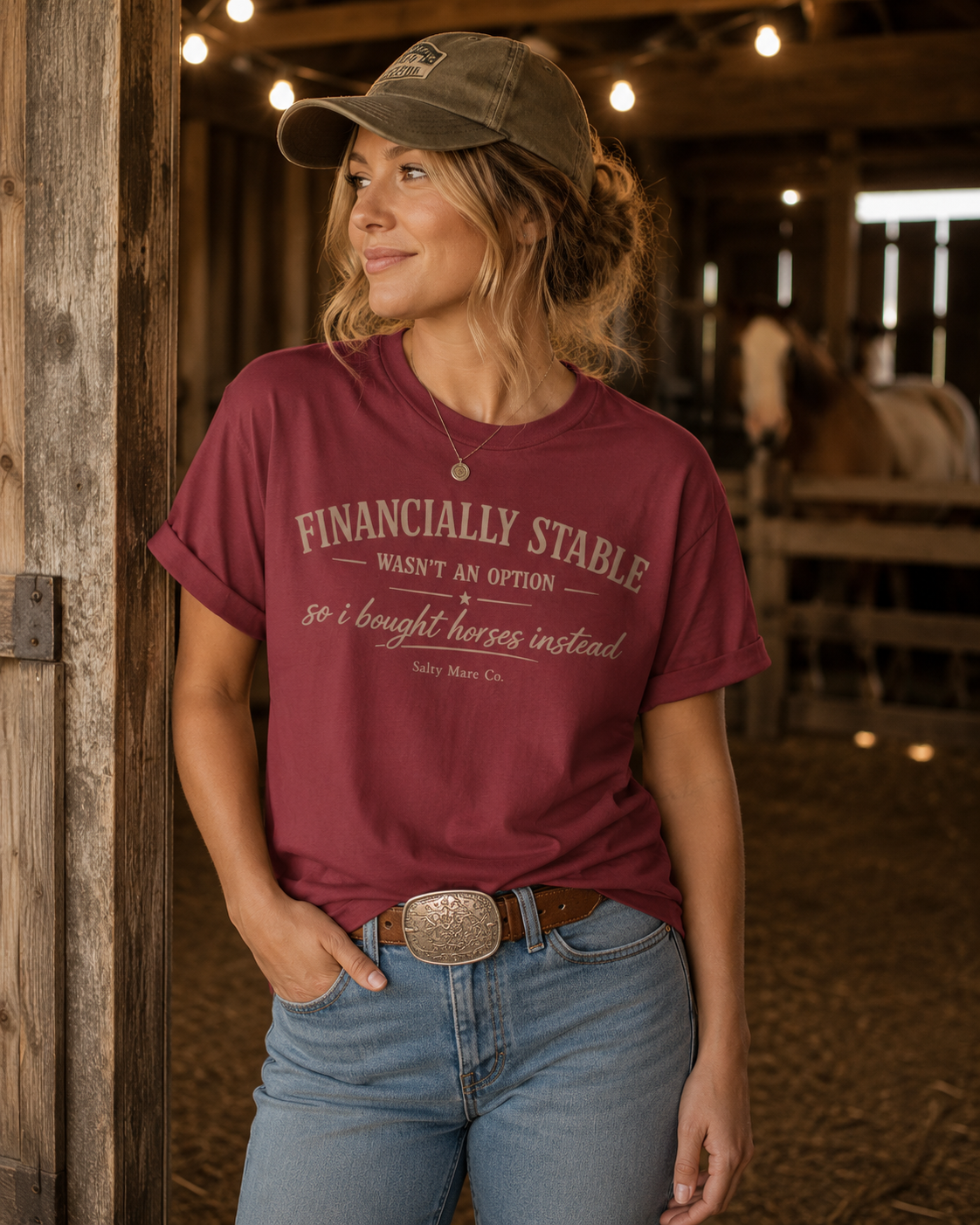 Financially Stable Wasn’t an Option T-Shirt — “So I Bought Horses Instead” Casual Tee