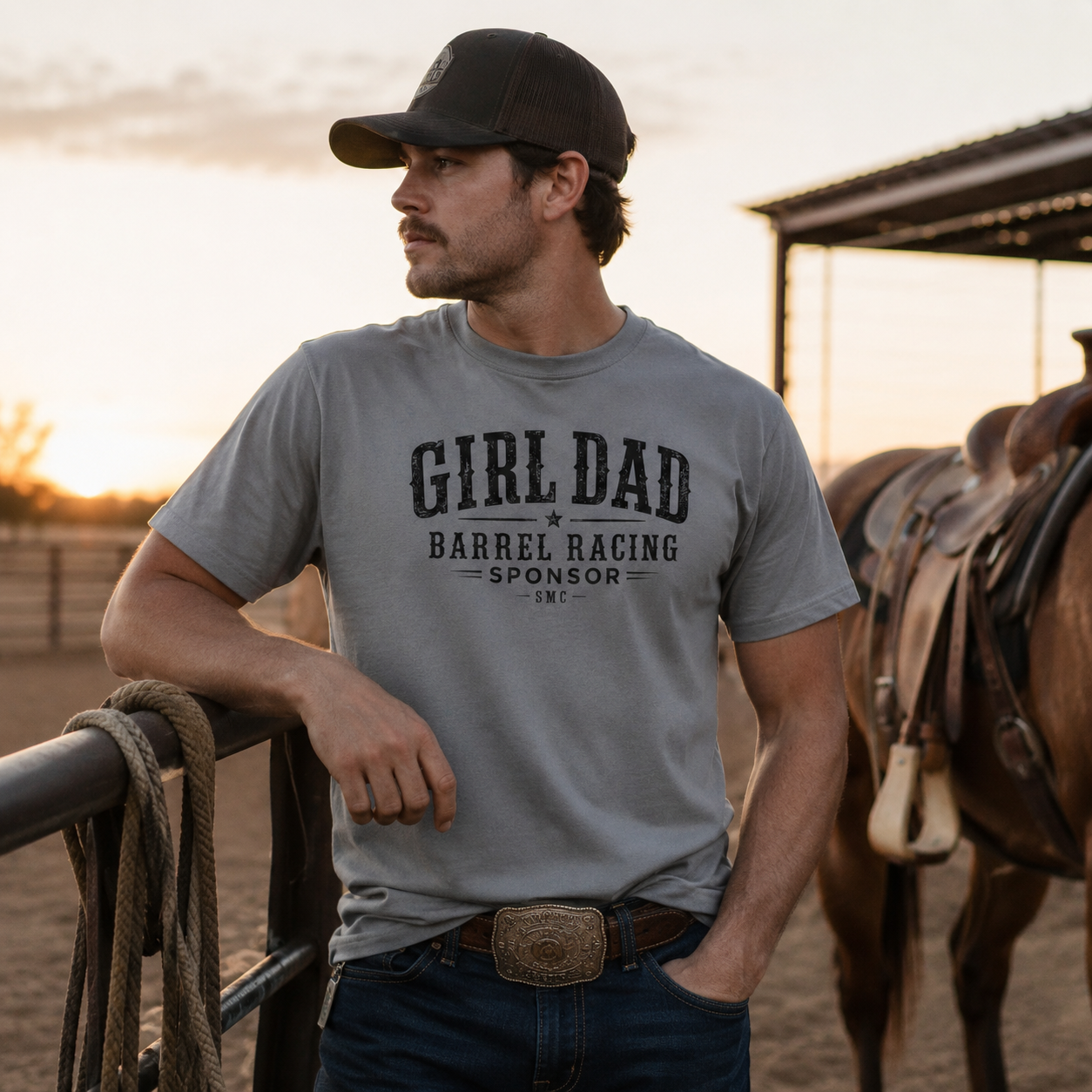 Girl Dad Barrel Racing Sponsor T-Shirt — Proud Rodeo Dad Tee