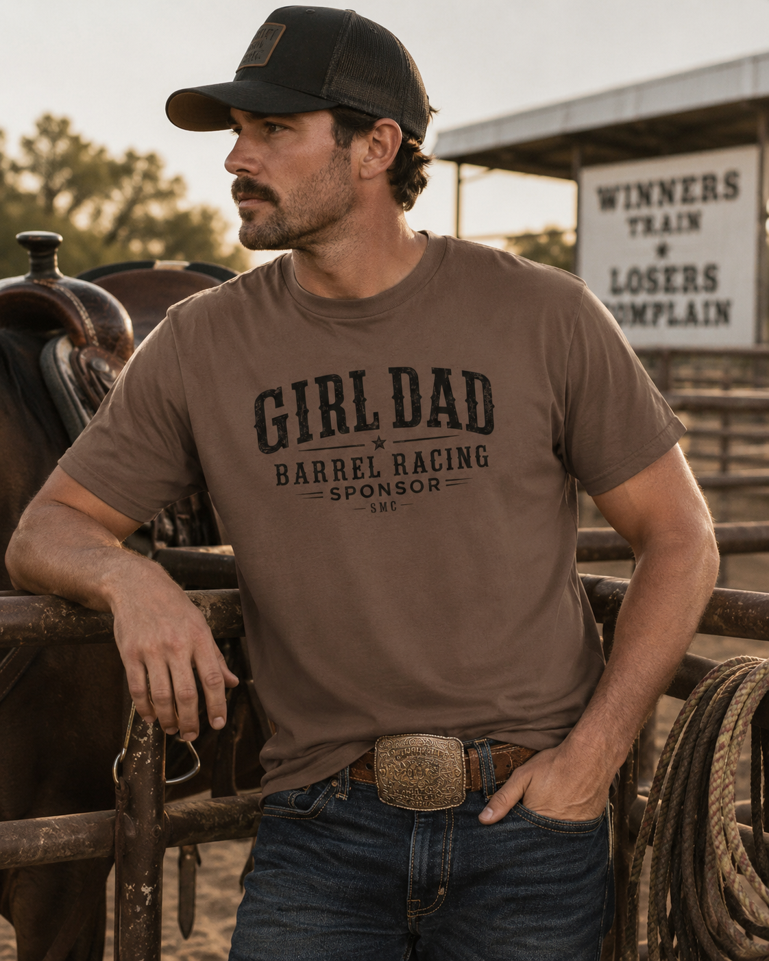 Girl Dad Barrel Racing Sponsor T-Shirt — Proud Rodeo Dad Tee