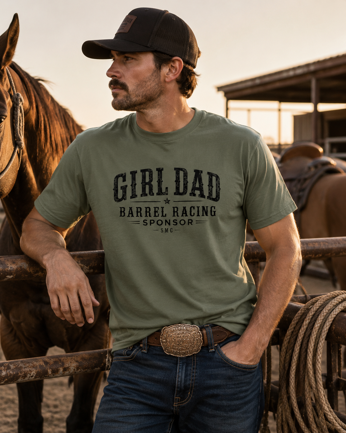 Girl Dad Barrel Racing Sponsor T-Shirt — Proud Rodeo Dad Tee