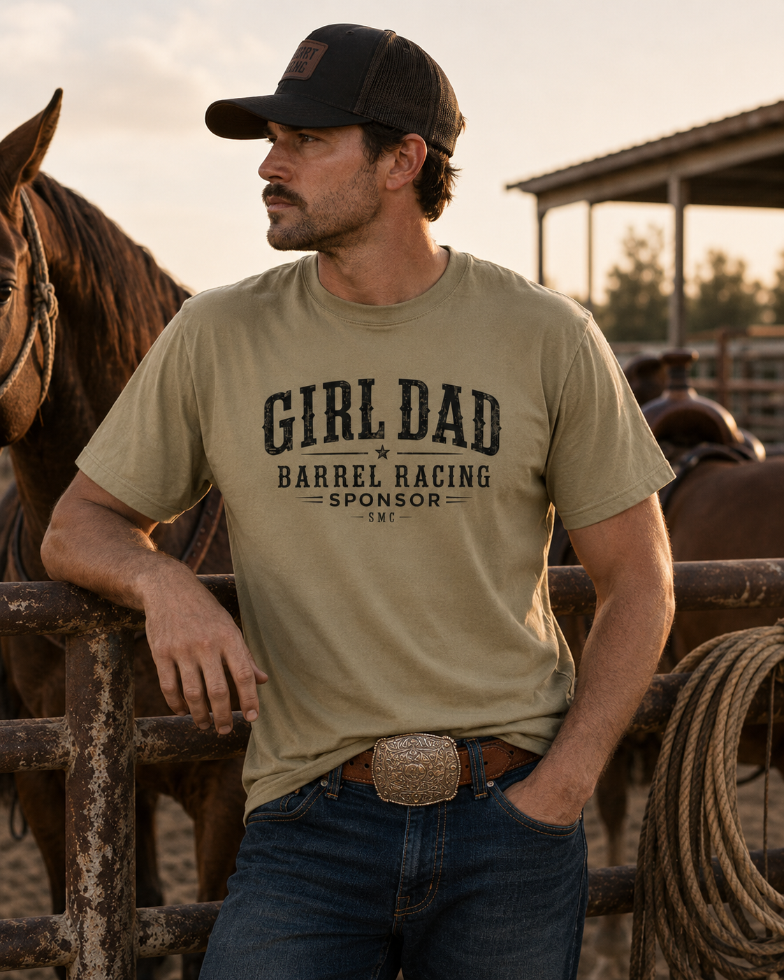 Girl Dad Barrel Racing Sponsor T-Shirt — Proud Rodeo Dad Tee