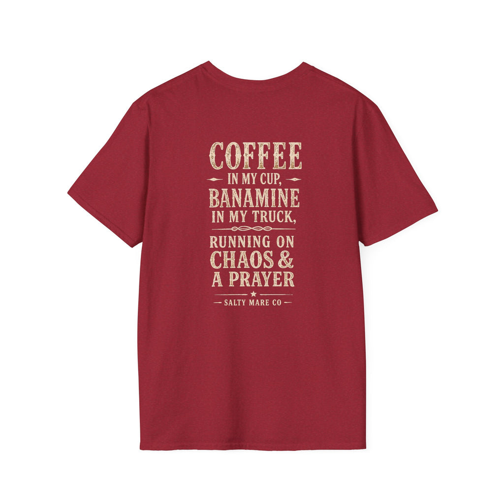 Coffee in My Cup, Banamine in My Truck T-Shirt — Funny Horse Mom Tee