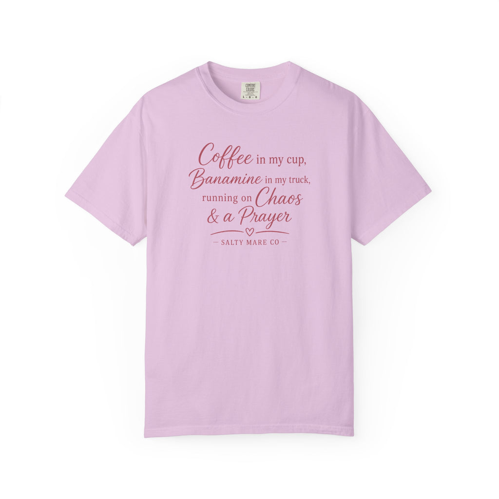 Coffee, Bananamine & Prayer T-Shirt — Funny Mom Chaos Quote Tee