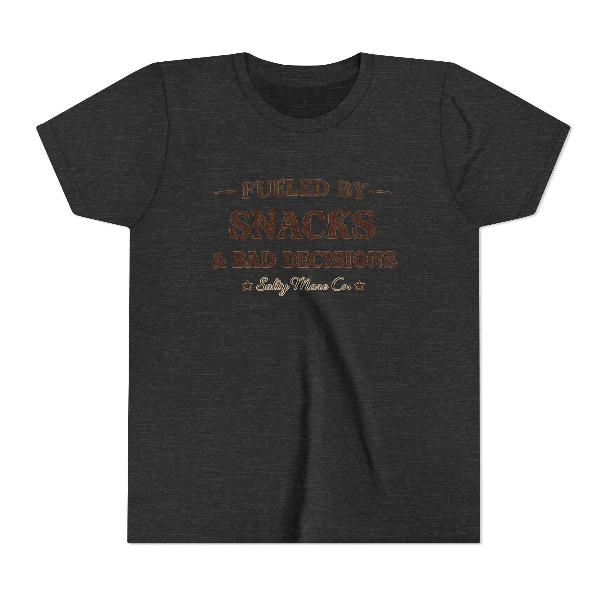Youth Tee - "Fueled by Snacks & Bad Decisions" Funny Kids Graphic T-Shirt