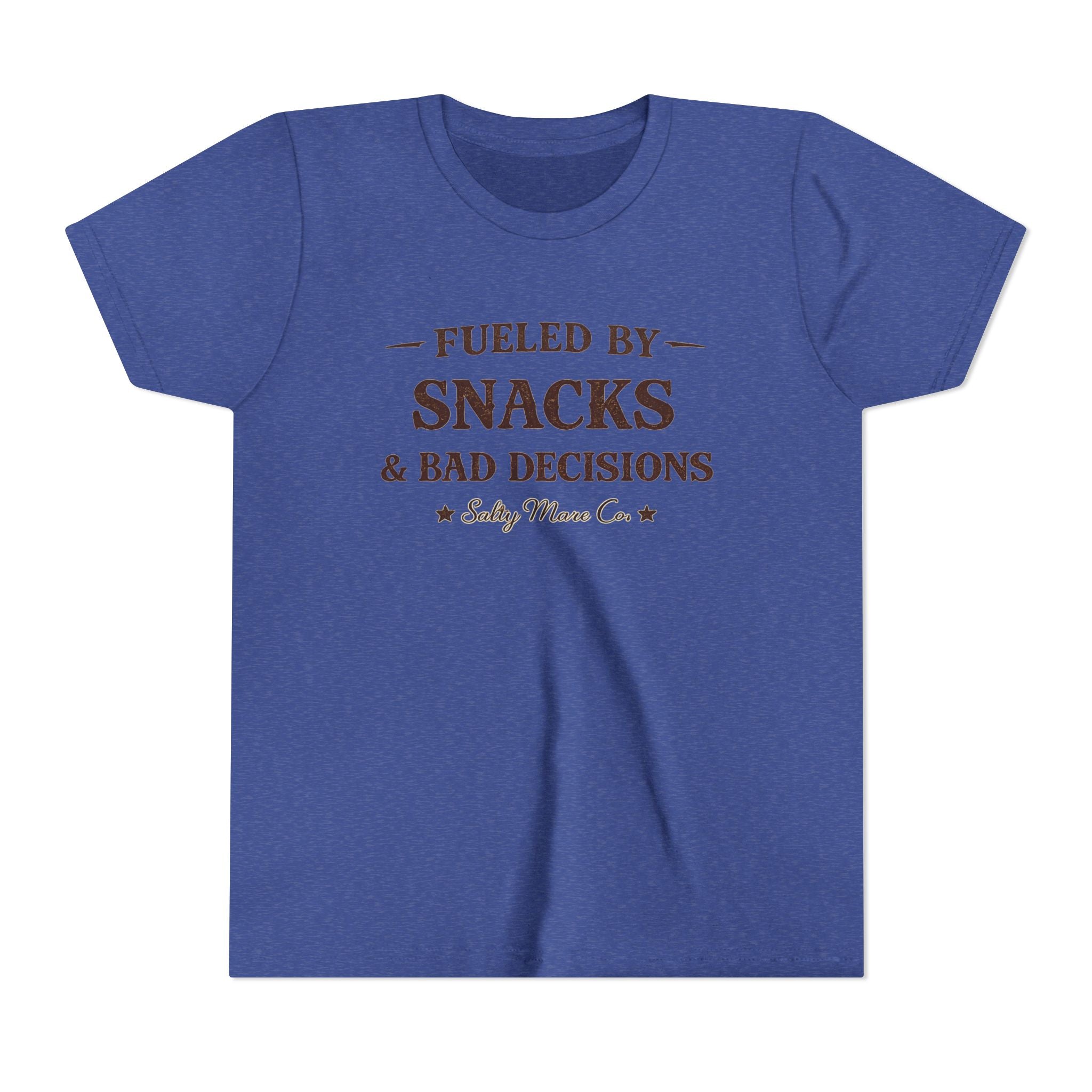 Youth Tee - "Fueled by Snacks & Bad Decisions" Funny Kids Graphic T-Shirt