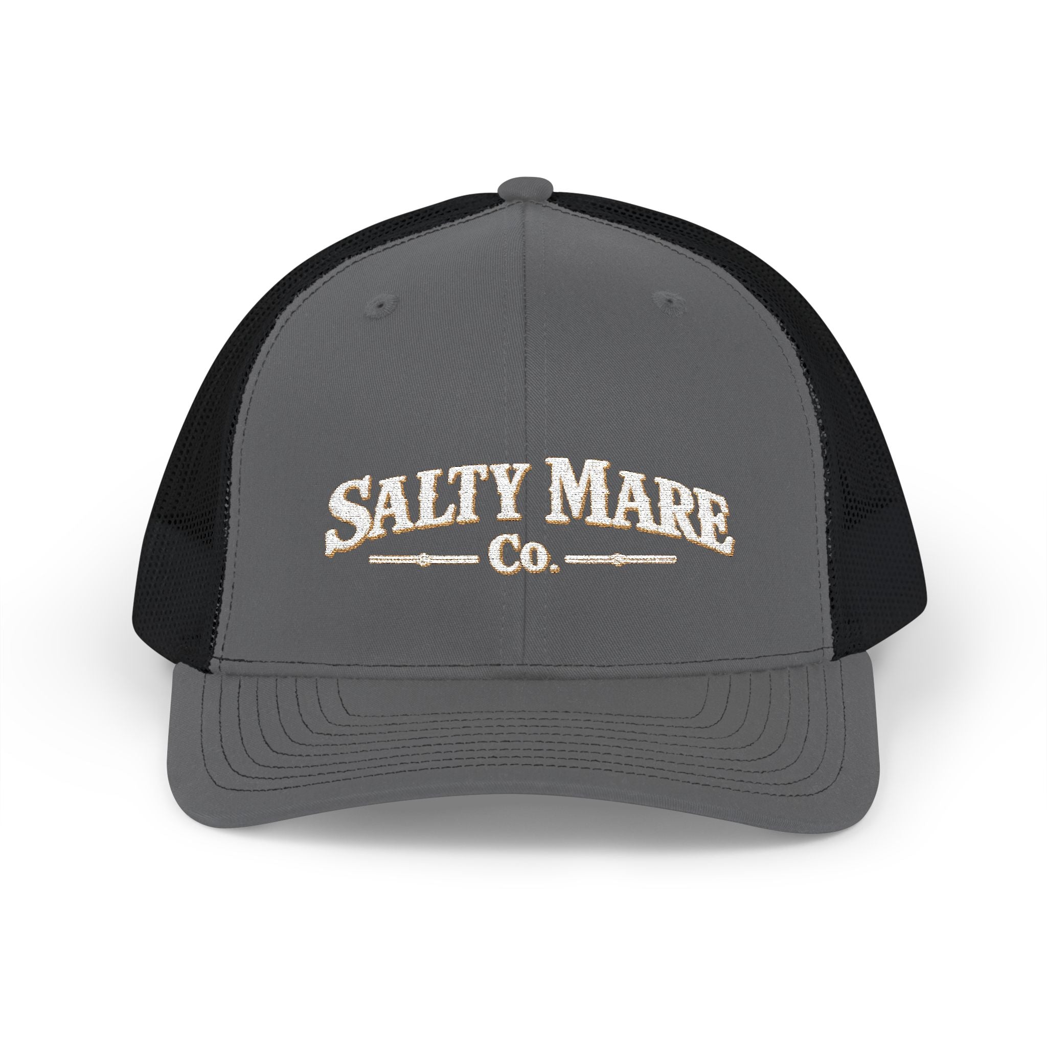 Snapback Trucker Cap — Retro Script 'Salty Made Co.' Mesh Baseball Hat