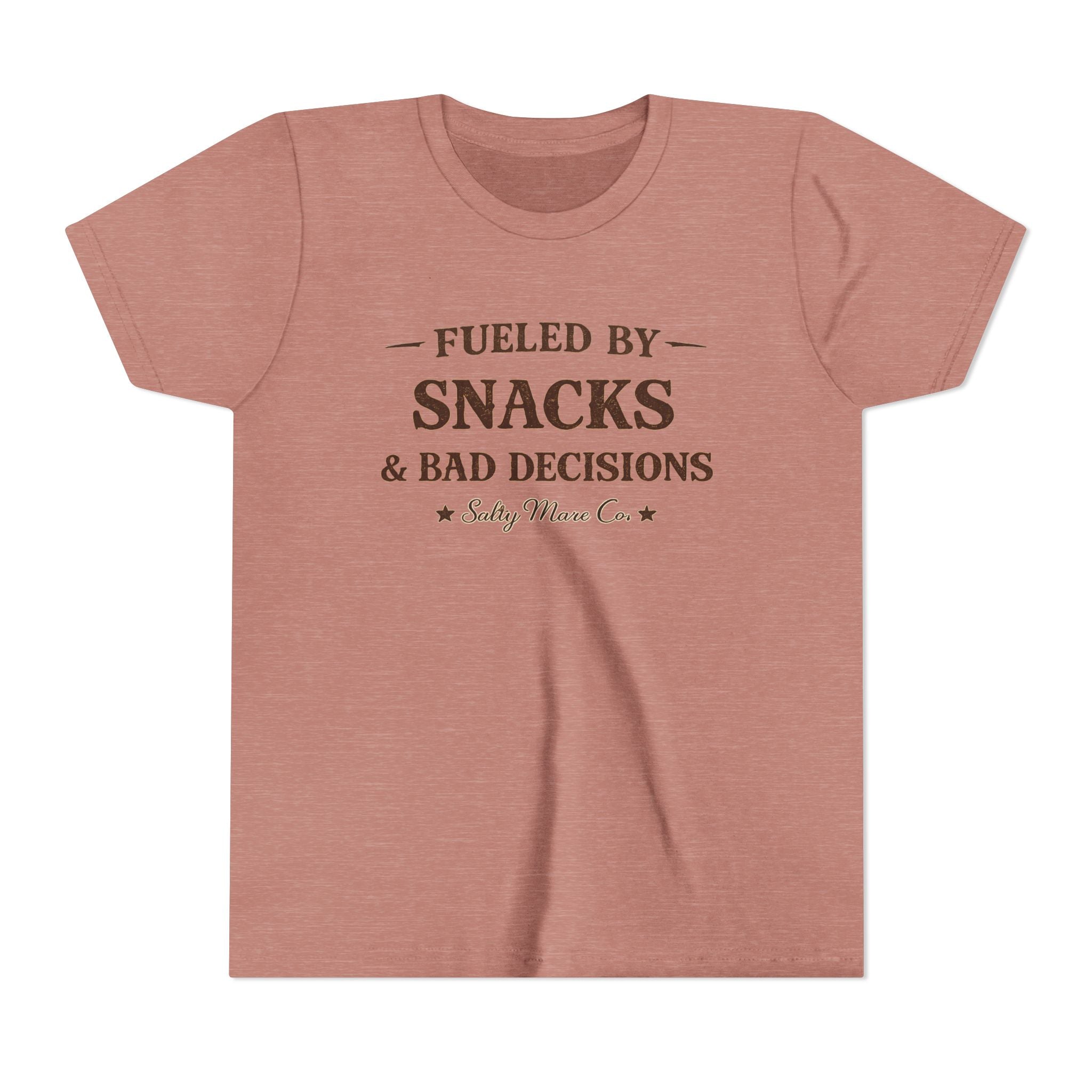 Youth Tee - "Fueled by Snacks & Bad Decisions" Funny Kids Graphic T-Shirt