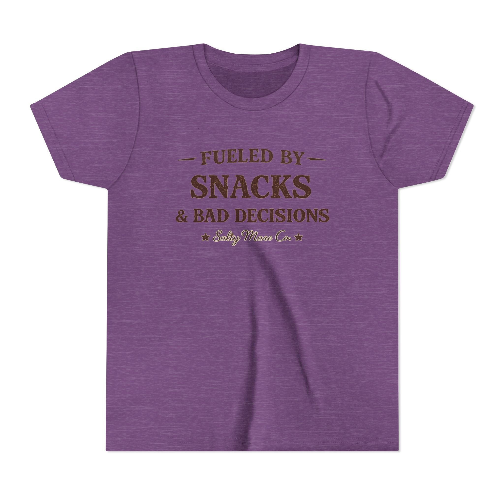 Youth Tee - "Fueled by Snacks & Bad Decisions" Funny Kids Graphic T-Shirt