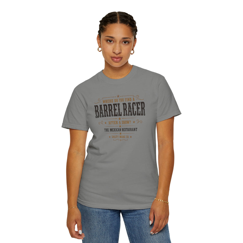 Barrel Racer Graphic T-Shirt — 'Where Do You Find a Barrel Racer' Western Rodeo Tee