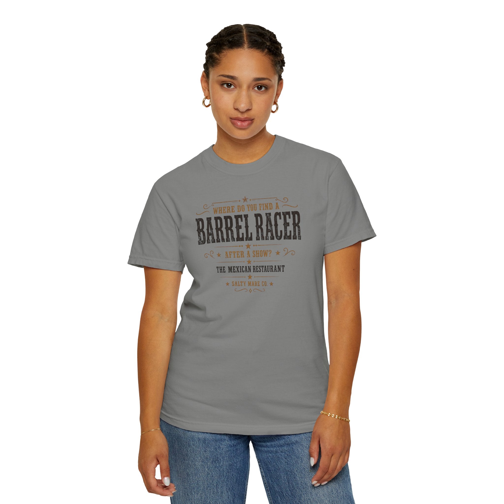 Barrel Racer Graphic T-Shirt — 'Where Do You Find a Barrel Racer' Western Rodeo Tee