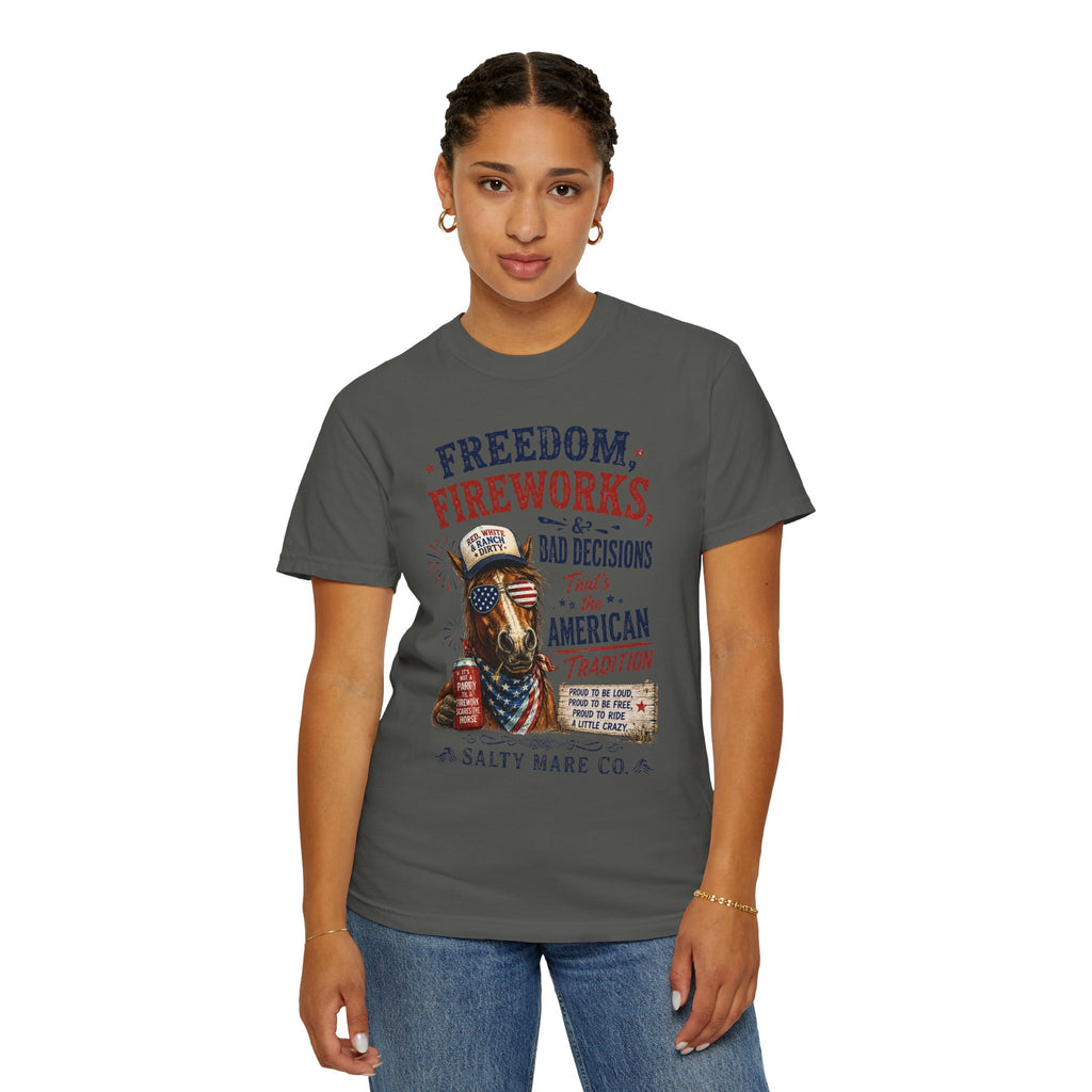 Freedom, Fireworks & Bad Decisions Graphic T-Shirt