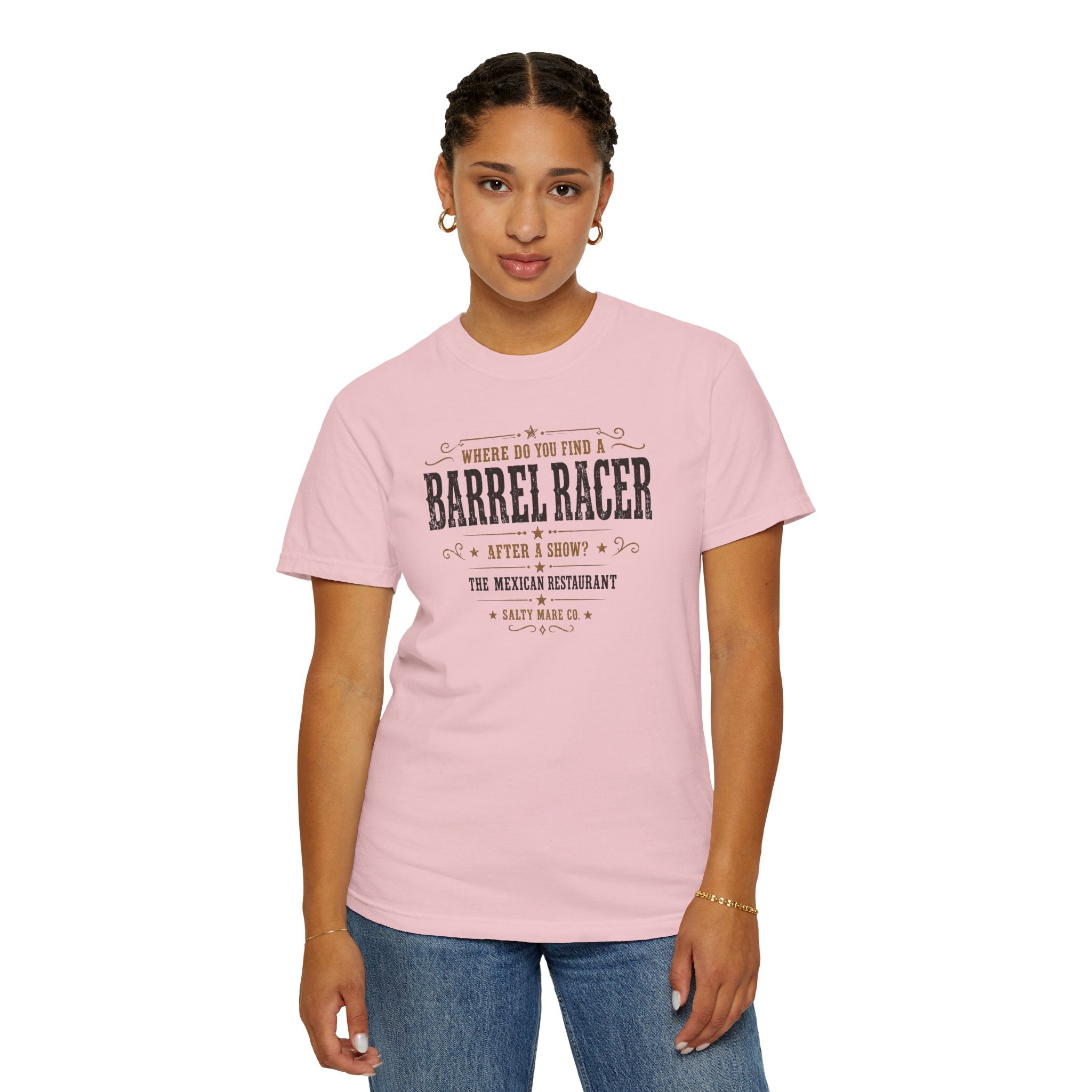 Barrel Racer Graphic T-Shirt — 'Where Do You Find a Barrel Racer' Western Rodeo Tee