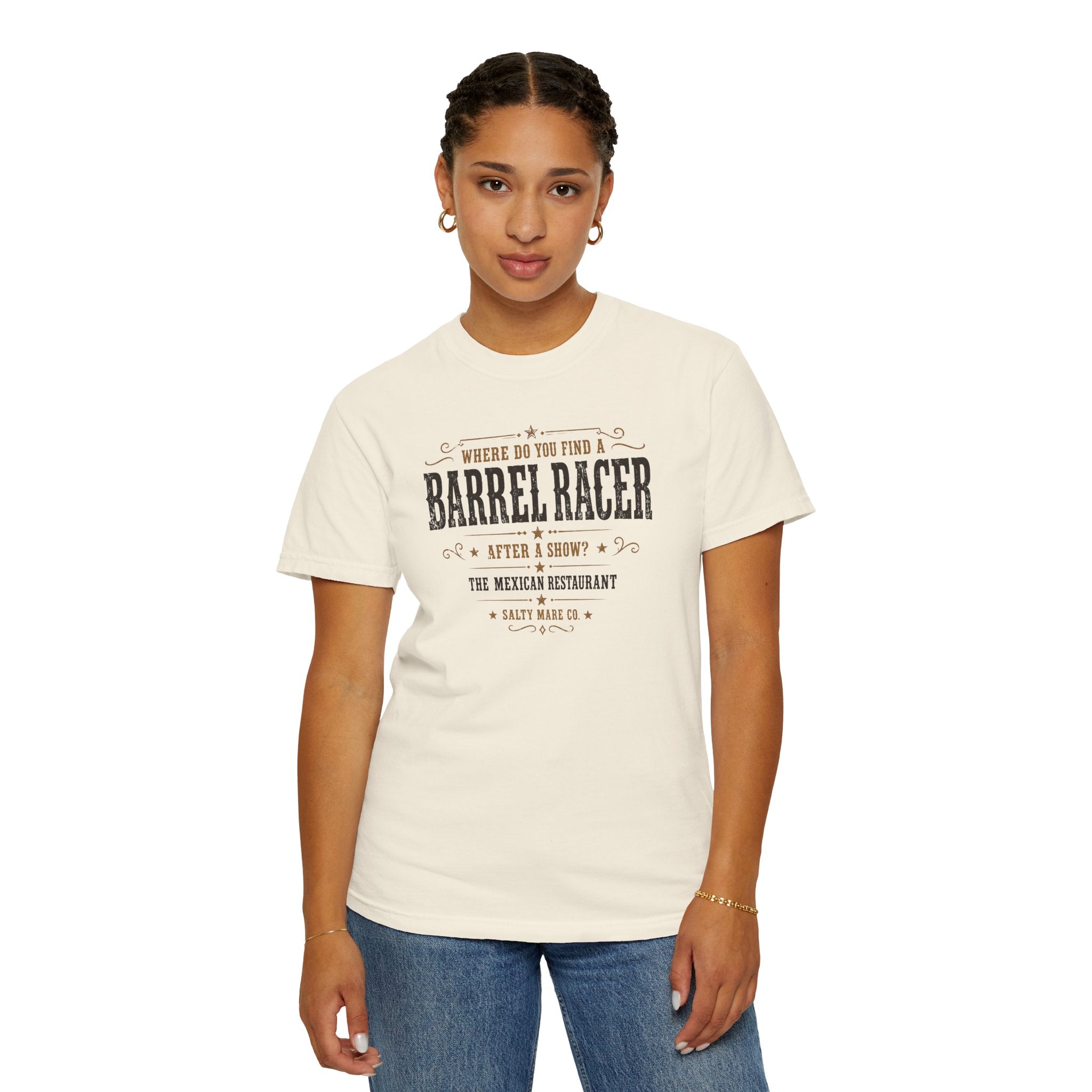 Barrel Racer Graphic T-Shirt — 'Where Do You Find a Barrel Racer' Western Rodeo Tee