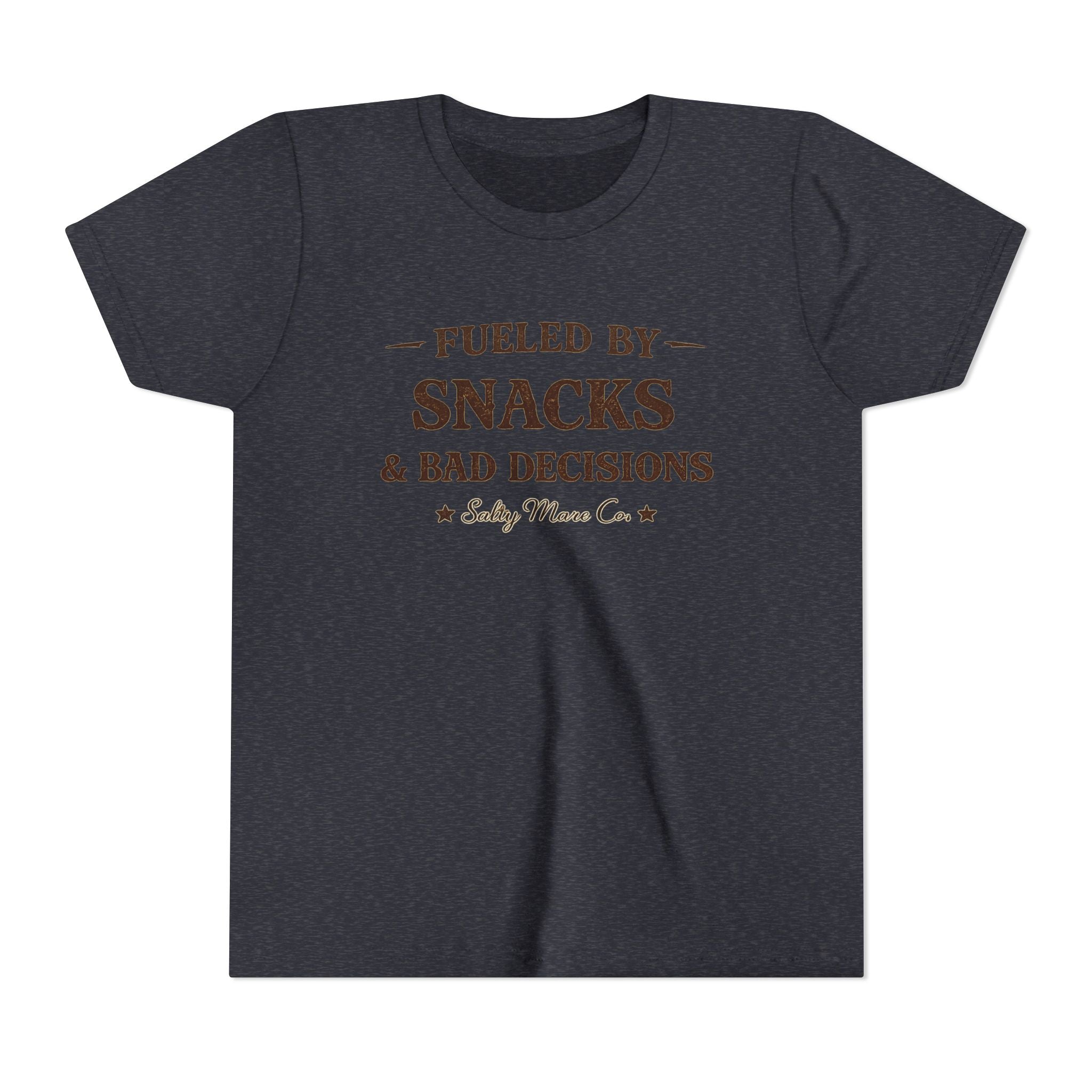 Youth Tee - "Fueled by Snacks & Bad Decisions" Funny Kids Graphic T-Shirt
