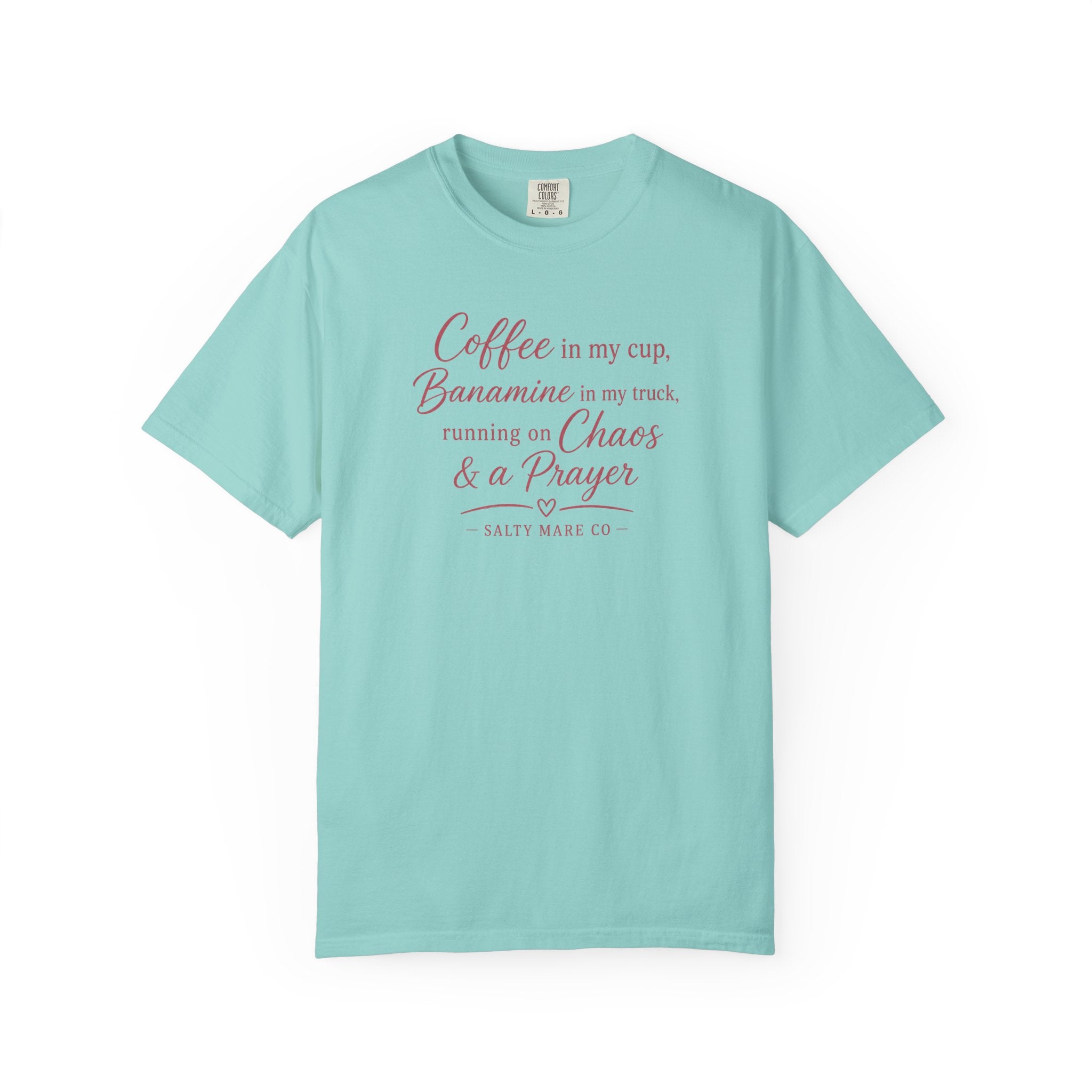 Coffee, Bananamine & Prayer T-Shirt — Funny Mom Chaos Quote Tee