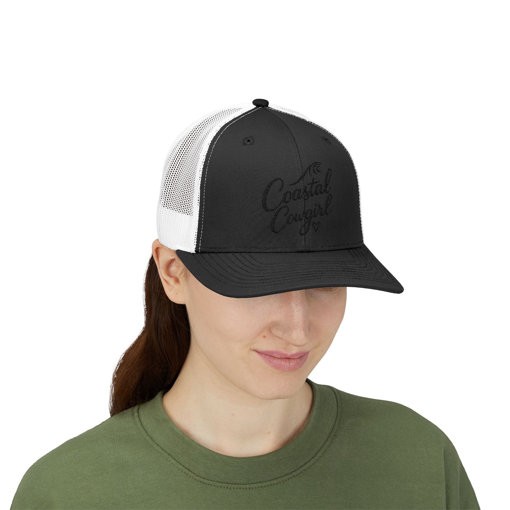 Coastal Cowgirl Trucker Hat – Embroidered Beachy Snapback Cap