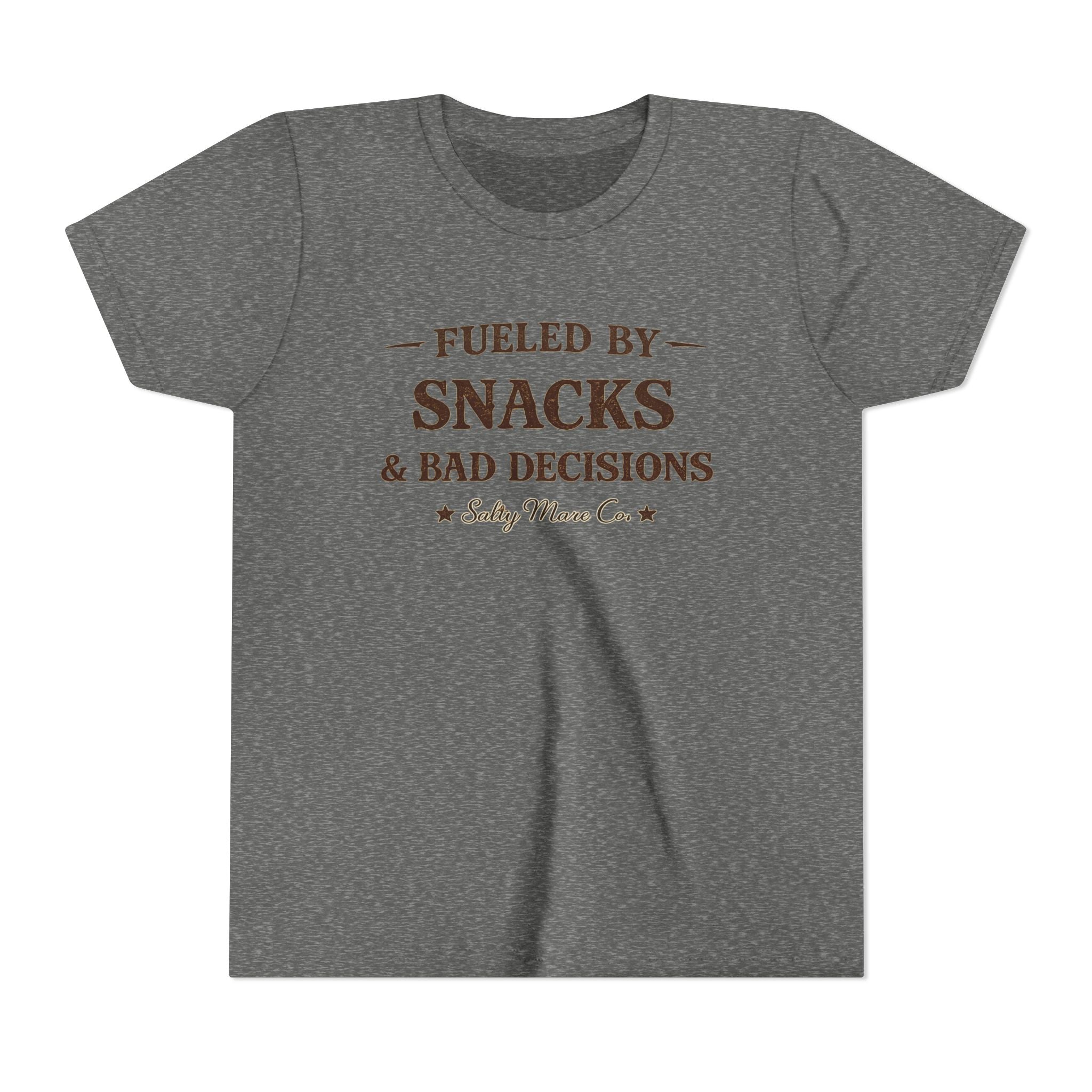 Youth Tee - "Fueled by Snacks & Bad Decisions" Funny Kids Graphic T-Shirt
