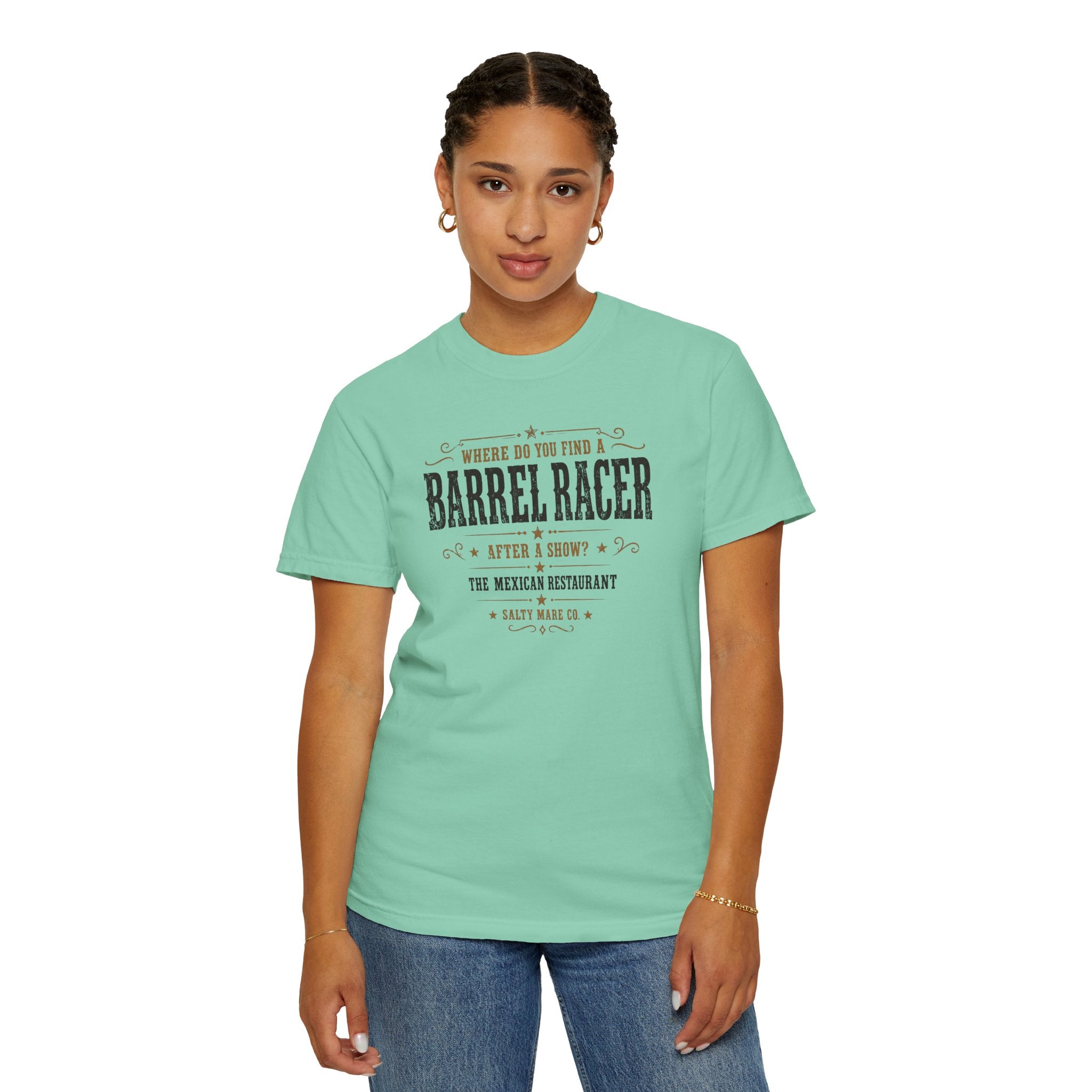 Barrel Racer Graphic T-Shirt — 'Where Do You Find a Barrel Racer' Western Rodeo Tee