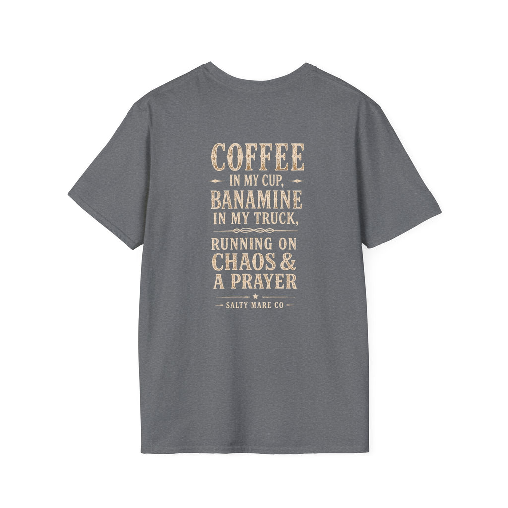 Coffee in My Cup, Banamine in My Truck T-Shirt — Funny Horse Mom Tee