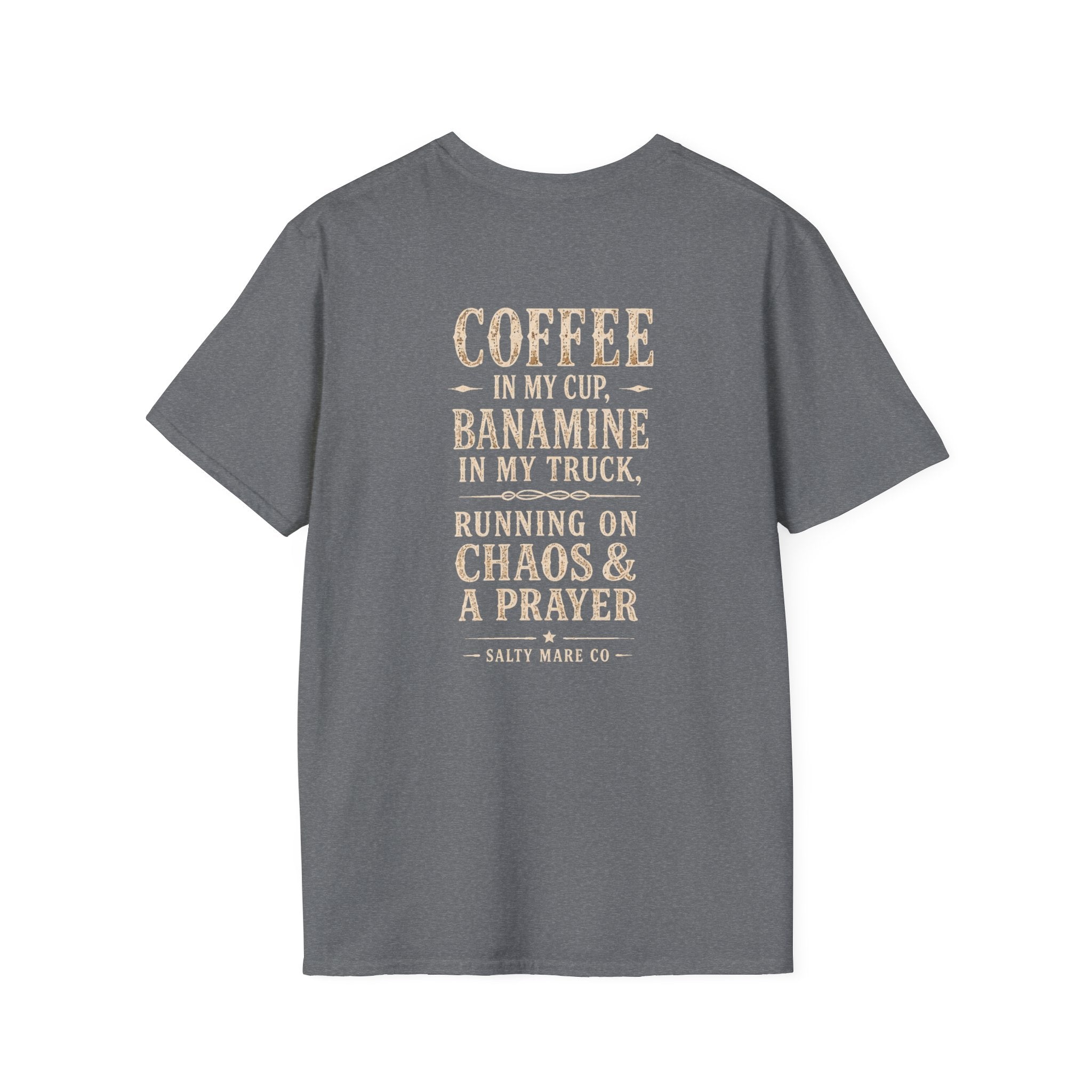 Coffee in My Cup, Banamine in My Truck T-Shirt — Funny Horse Mom Tee