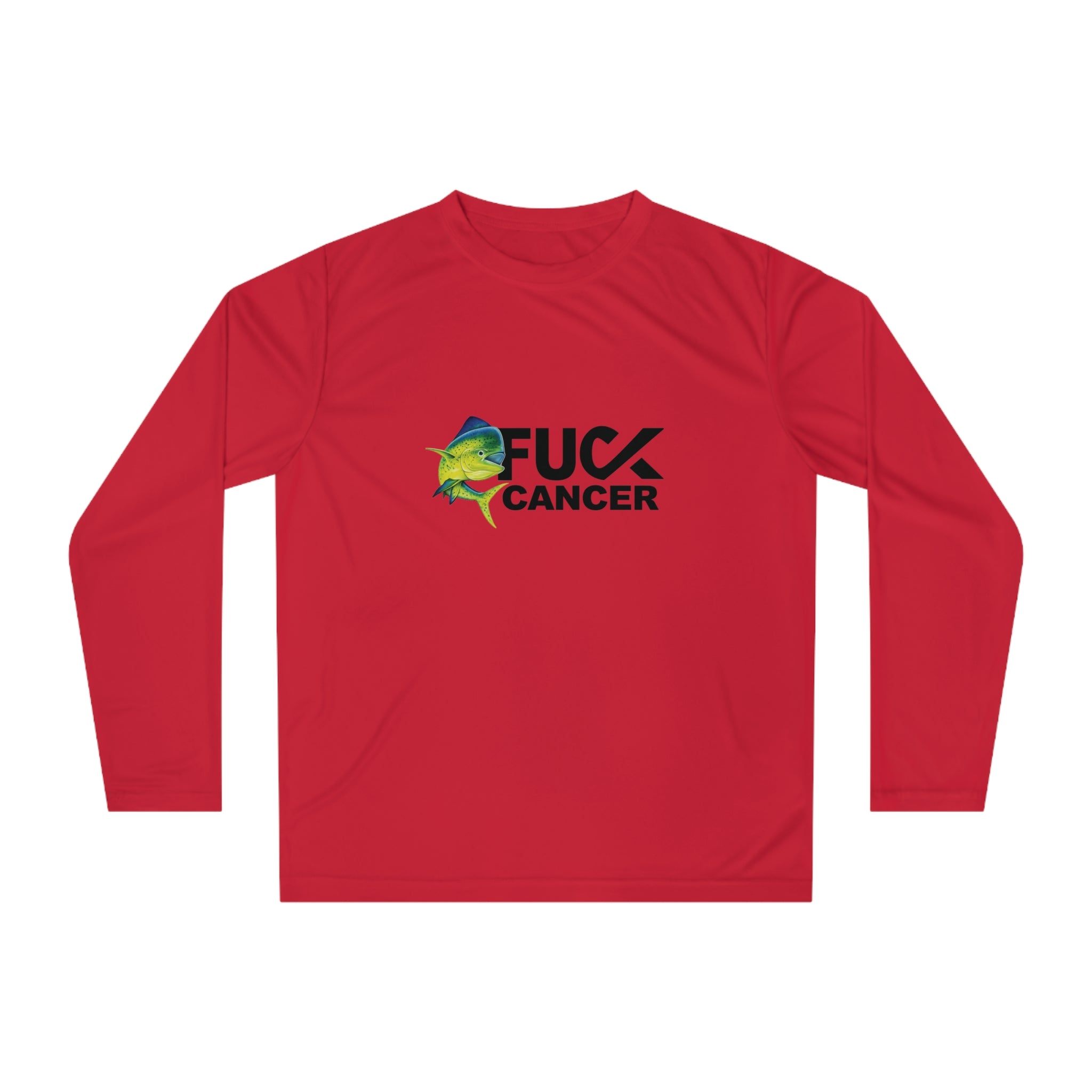 Long Sleeve Shirt — 'F**k Cancer' Fishing Mahi Mahi Performance Tee