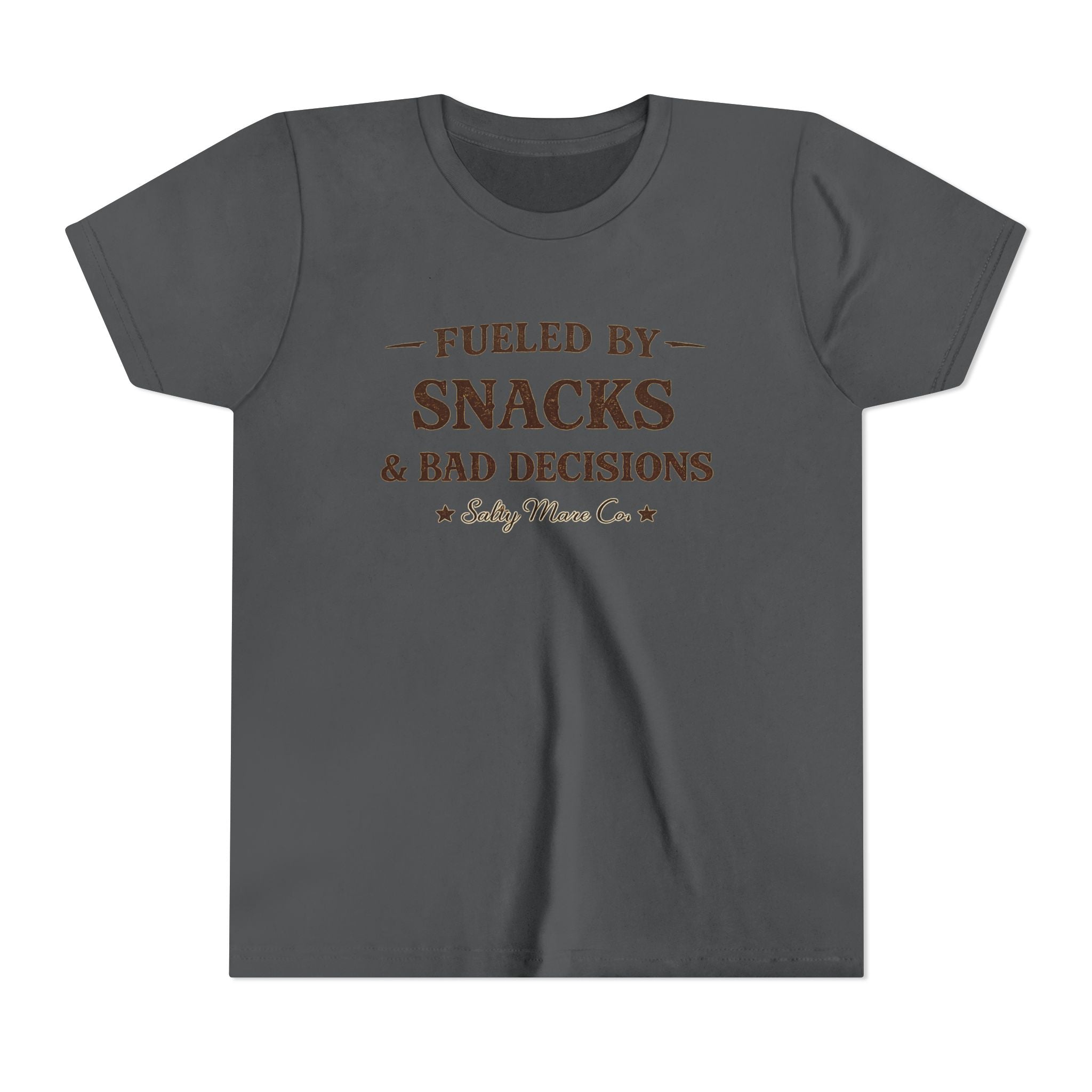 Youth Tee - "Fueled by Snacks & Bad Decisions" Funny Kids Graphic T-Shirt