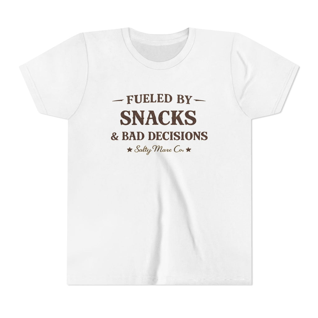Youth Tee - "Fueled by Snacks & Bad Decisions" Funny Kids Graphic T-Shirt