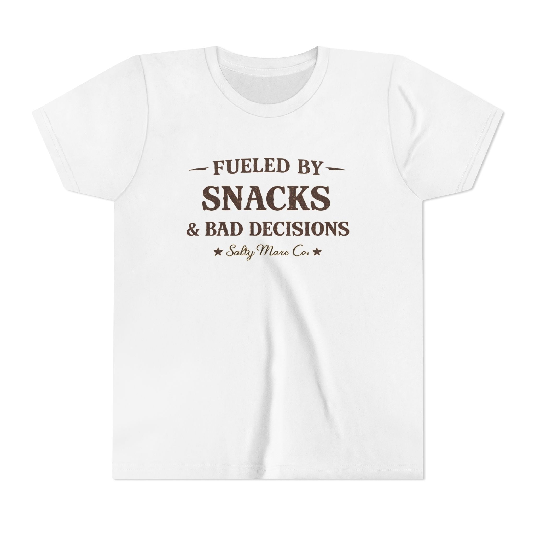 Youth Tee - "Fueled by Snacks & Bad Decisions" Funny Kids Graphic T-Shirt