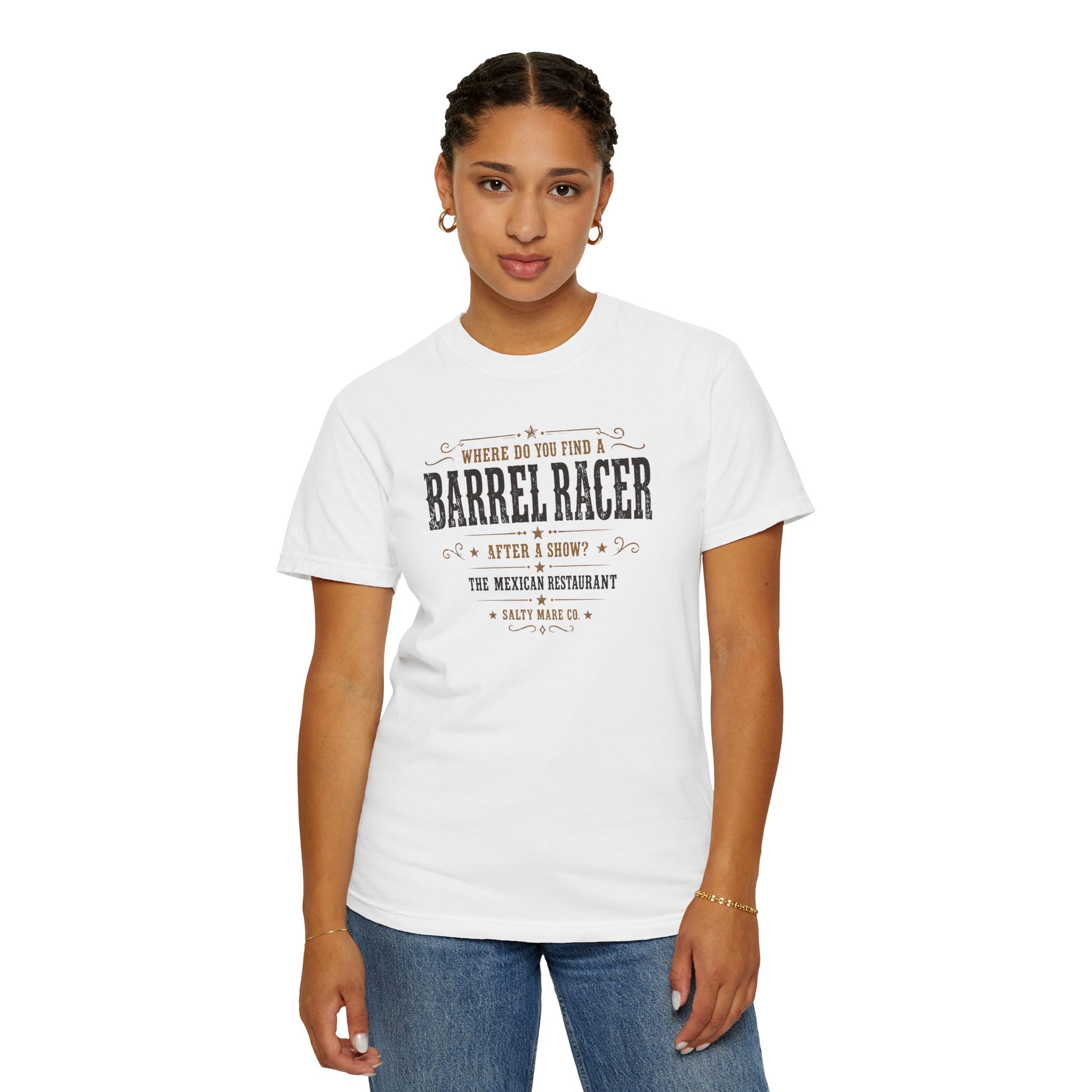 Barrel Racer Graphic T-Shirt — 'Where Do You Find a Barrel Racer' Western Rodeo Tee