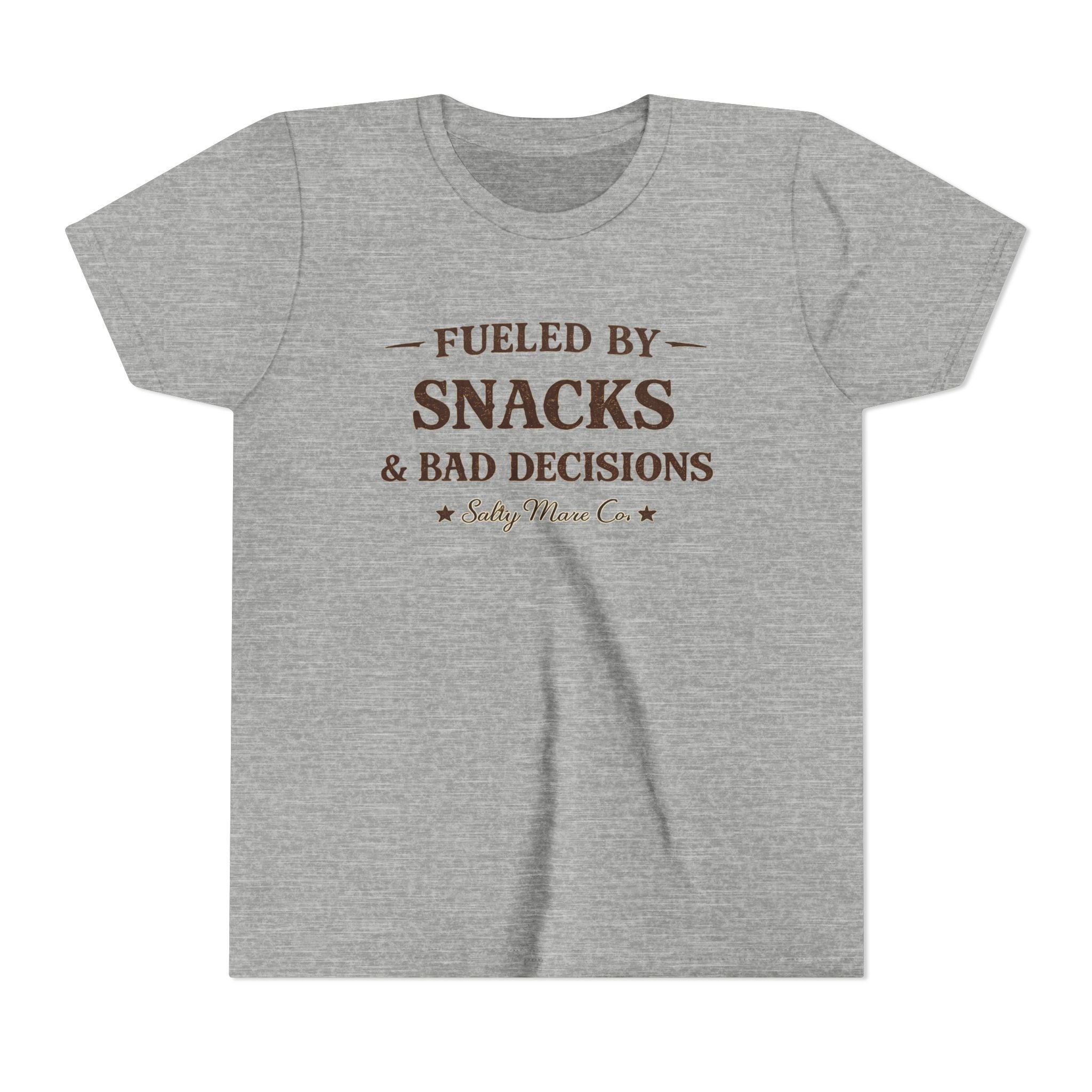Youth Tee - "Fueled by Snacks & Bad Decisions" Funny Kids Graphic T-Shirt
