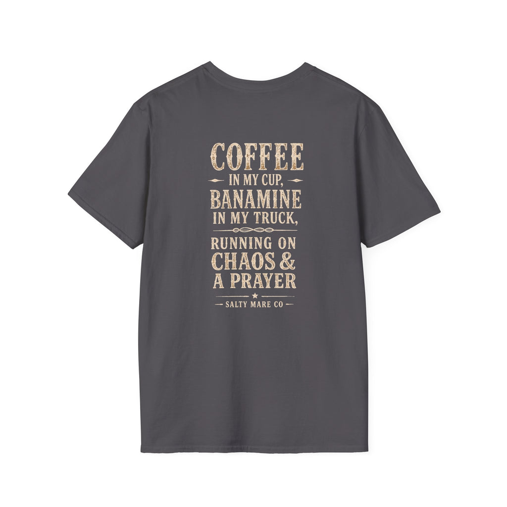 Coffee in My Cup, Banamine in My Truck T-Shirt — Funny Horse Mom Tee