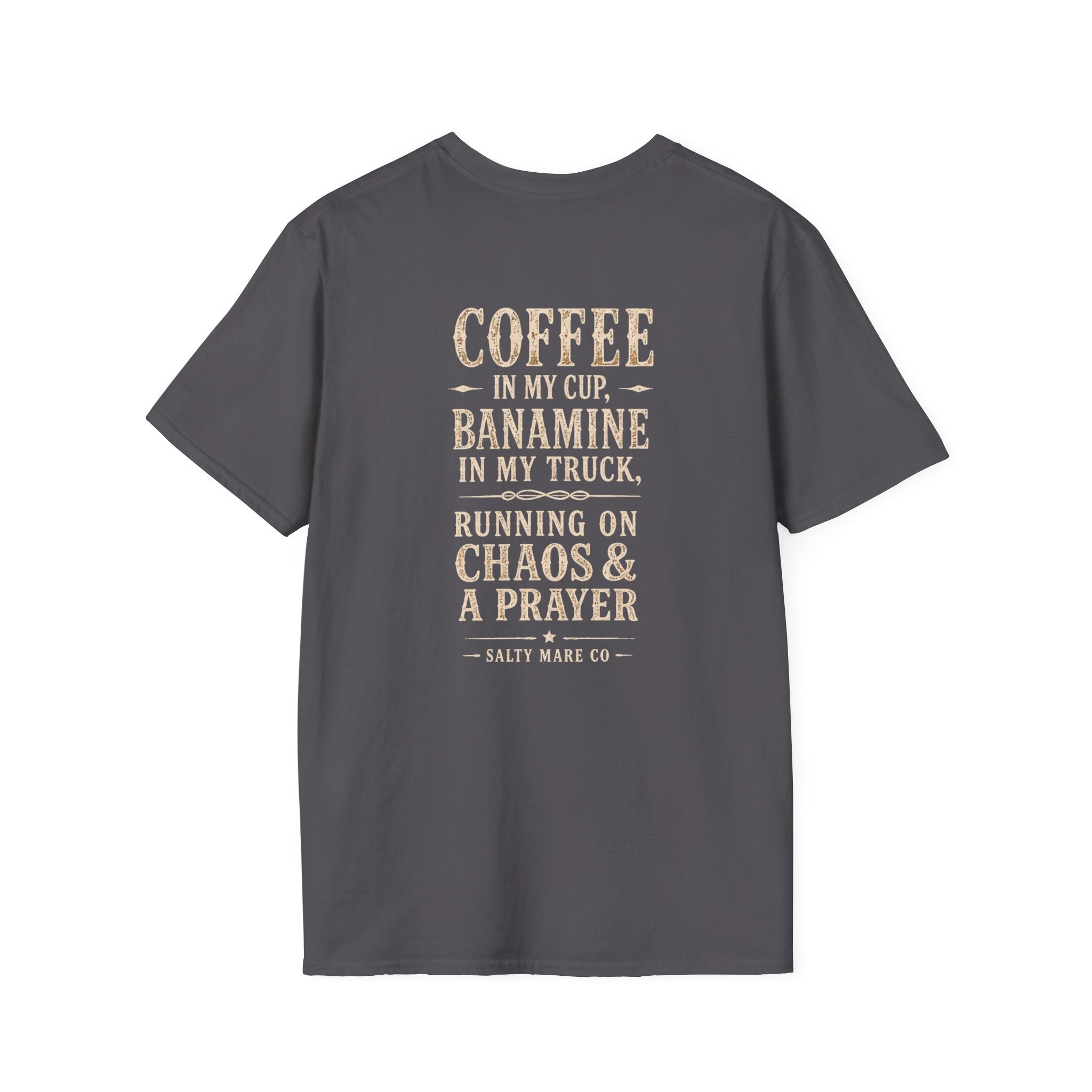Coffee in My Cup, Banamine in My Truck T-Shirt — Funny Horse Mom Tee