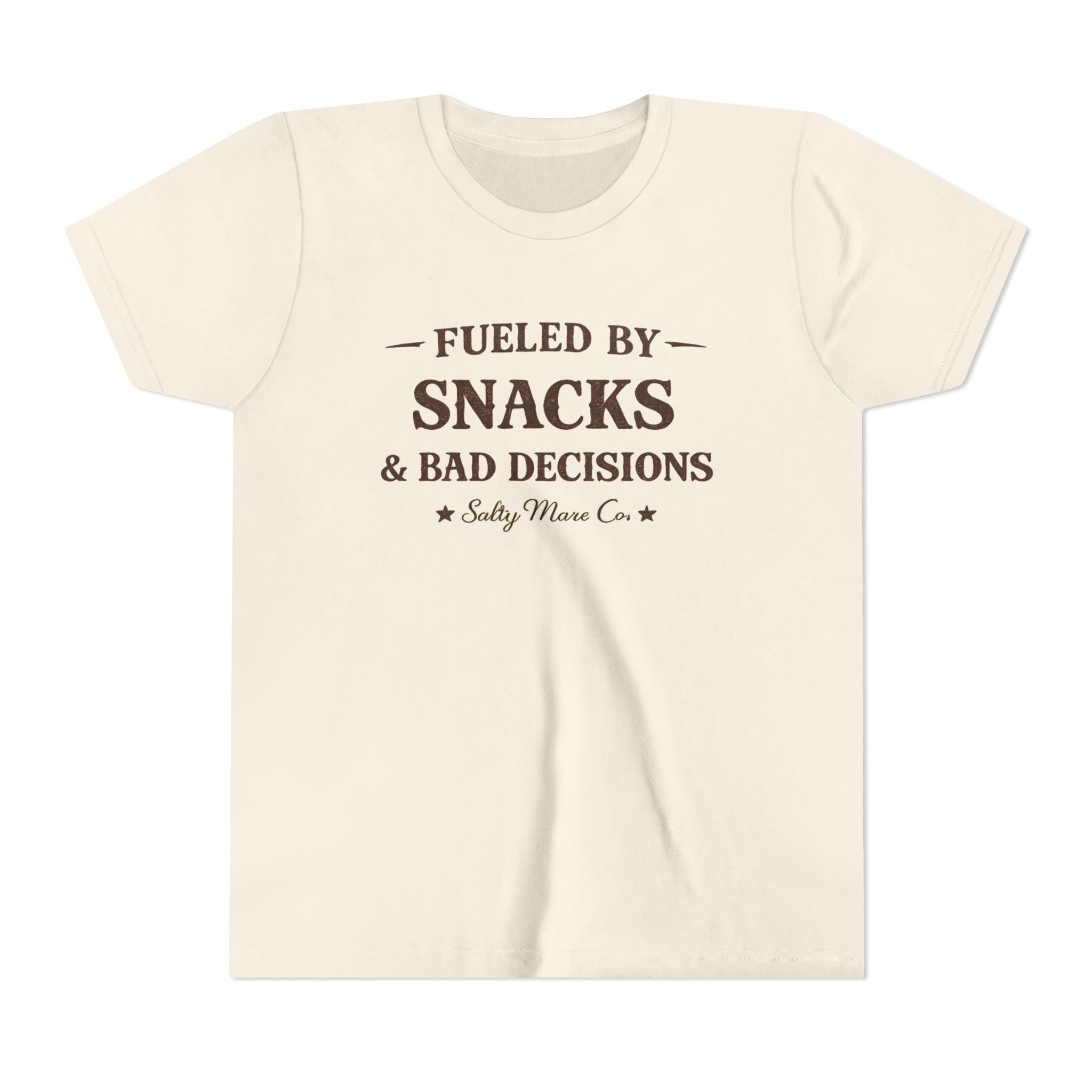 Youth Tee - "Fueled by Snacks & Bad Decisions" Funny Kids Graphic T-Shirt